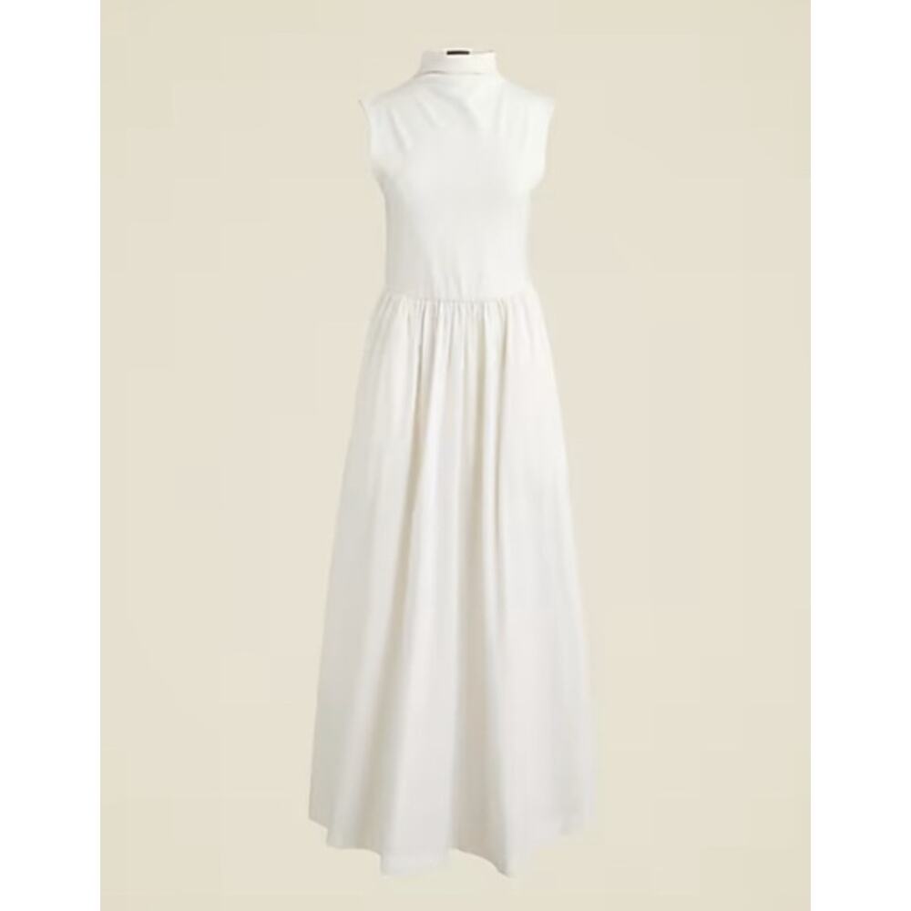J. Crew Cream Sleeveless Mandarin Collar Midi Dress